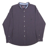 CHAPS Mens Maroon & Blue Check Shirt XL Classic Button Down Cotton Blend