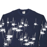 JERZEES Mens Navy Blue Crew Neck XL Sailboat Graphic Cotton Sweatshirt
