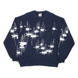 JERZEES Mens Navy Blue Crew Neck XL Sailboat Graphic Cotton Sweatshirt