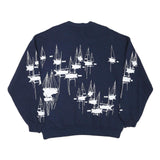 JERZEES Mens Navy Blue Crew Neck XL Sailboat Graphic Cotton Sweatshirt
