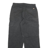 DICKIES Mens Black Regular Fit Straight Denim Jeans W32 L32 Cargo Pockets Zip