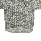 HANA BAY Mens Green & Cream Floral Cotton Shirt L Casual Button Front