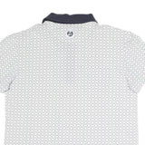 LACOSTE Mens White & Navy Blue Short Sleeve Polo Shirt M Cotton Blend Classic