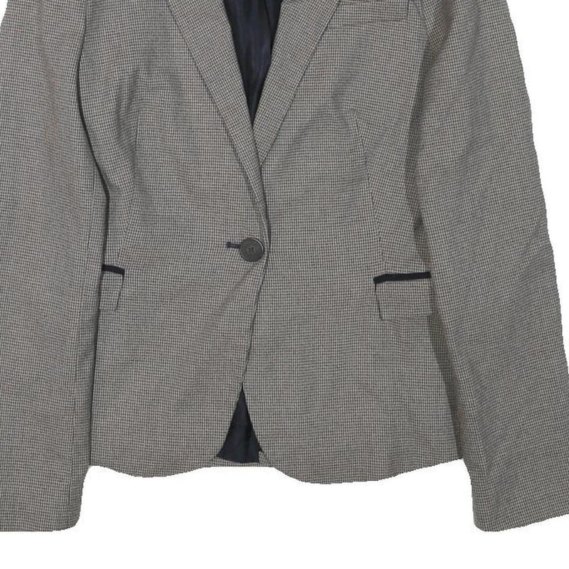 ZARA BASIC Womens Grey & Black Blazer Jacket M Polyester Blend Checked Stylish