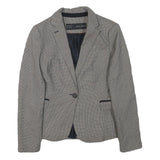 ZARA BASIC Womens Grey & Black Blazer Jacket M Polyester Blend Checked Stylish