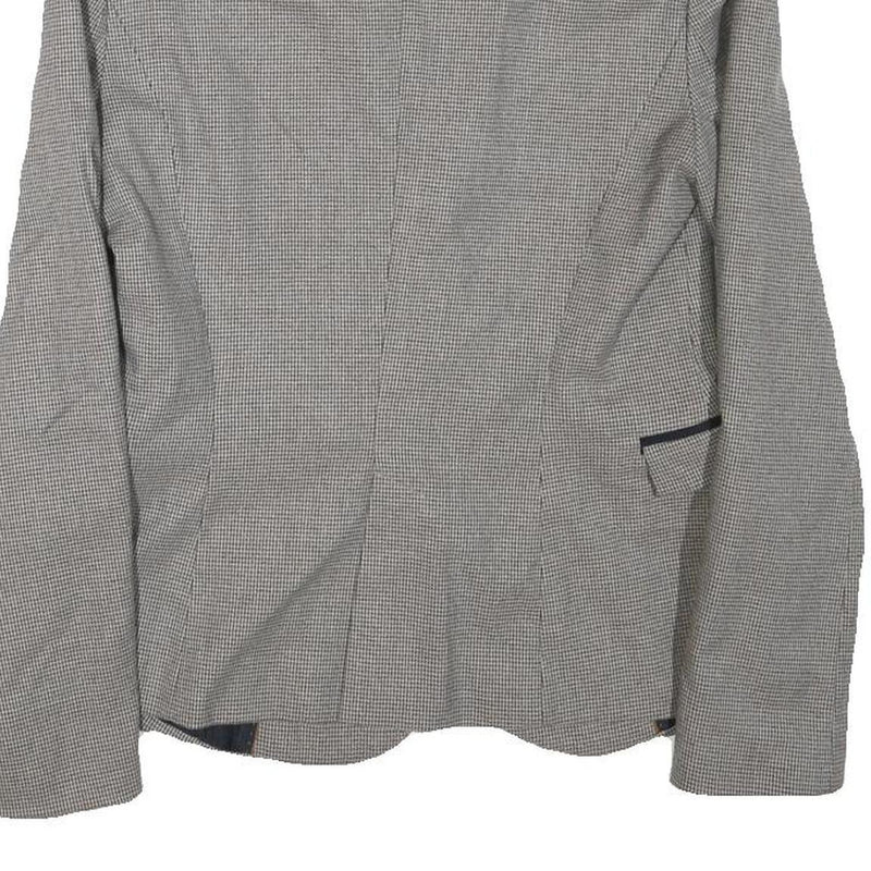 ZARA BASIC Womens Grey & Black Blazer Jacket M Polyester Blend Checked Stylish