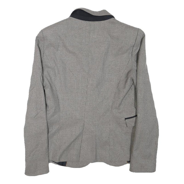ZARA BASIC Womens Grey & Black Blazer Jacket M Polyester Blend Checked Stylish