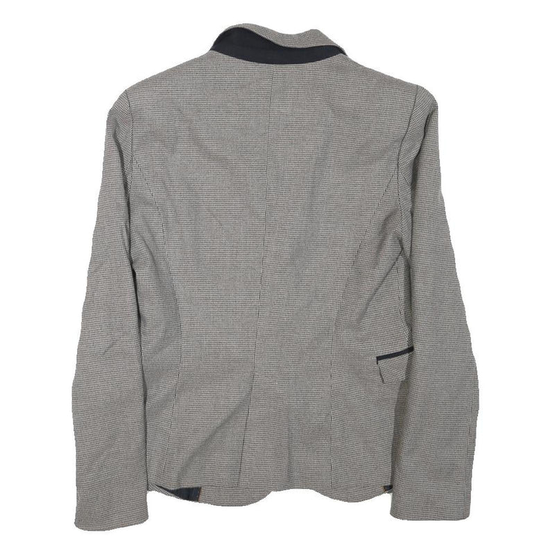 ZARA BASIC Womens Grey & Black Blazer Jacket M Polyester Blend Checked Stylish