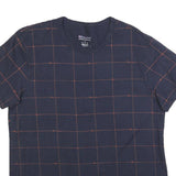 CHAMPION Mens Navy & Red Graphic T-Shirt L Short Sleeve Crew Neck Cotton Blend