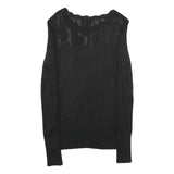 OBJECT Womens Black Plain Jumper Round Neck Basic Knit Size S Lightweight Casual