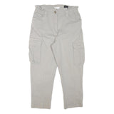 H&M Womens Relaxed Beige Cargo Cotton Blend Trousers W31 L25 Casual Pocketed