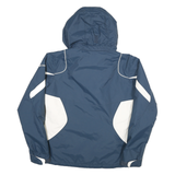 COLUMBIA Womens Blue & White Outdoor Jacket L Polyester Blend Zip Hooded
