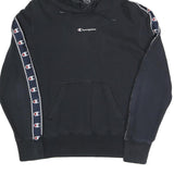 CHAMPION Womens Black Hoodie M Logo Tape Detail Cotton Blend Pullover