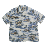 CROFT & BARROW Mens Blue White Hawaiian Shirt XL Rayon Short Sleeve Casual