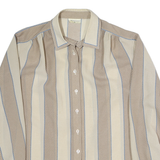 SOMMERMAN Womens Beige & Cream Striped Shirt Long Sleeve Collared M Polyester