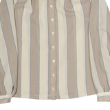 SOMMERMAN Womens Beige & Cream Striped Shirt Long Sleeve Collared M Polyester