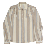 SOMMERMAN Womens Beige & Cream Striped Shirt Long Sleeve Collared M Polyester
