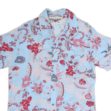 BEUTON BLUE Mens Blue & Pink Floral Shirt L Polyester Short Sleeve Casual
