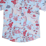 BEUTON BLUE Mens Blue & Pink Floral Shirt L Polyester Short Sleeve Casual