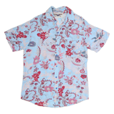 BEUTON BLUE Mens Blue & Pink Floral Shirt L Polyester Short Sleeve Casual