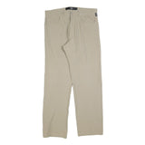VERSACE Mens Cotton Blend Beige Regular Straight Trousers W36 L30 Classic Zip
