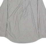 CHAPS Mens Grey & White Striped Shirt M Button-Down Collar Cotton Blend Classic