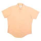 PRESSCOTT Mens Peach L Cotton Short Sleeve Shirt Classic Fit Button Collar