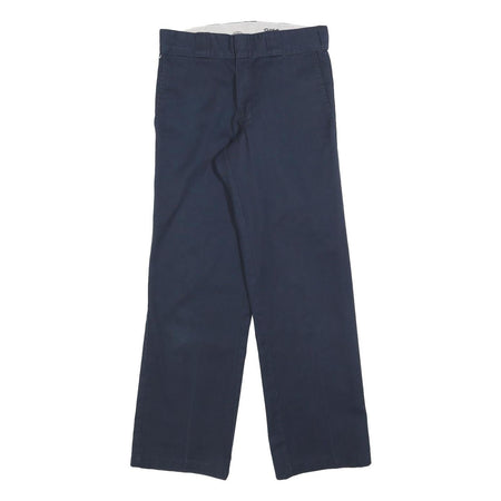 DICKIES Mens Navy Relaxed Straight Trousers Cotton Blend W28 L30 Workwear Zip