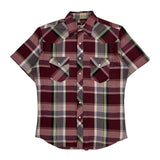 Wrangler Checked Short Sleeve Shirt - Medium Burgundy Cotton