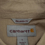 Construction Carhartt Short Sleeve Shirt - Large Beige Cotton
