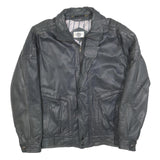MANHATTEN CLUB Mens Black Leather Jacket S Zip Plain Soft Classic Casual