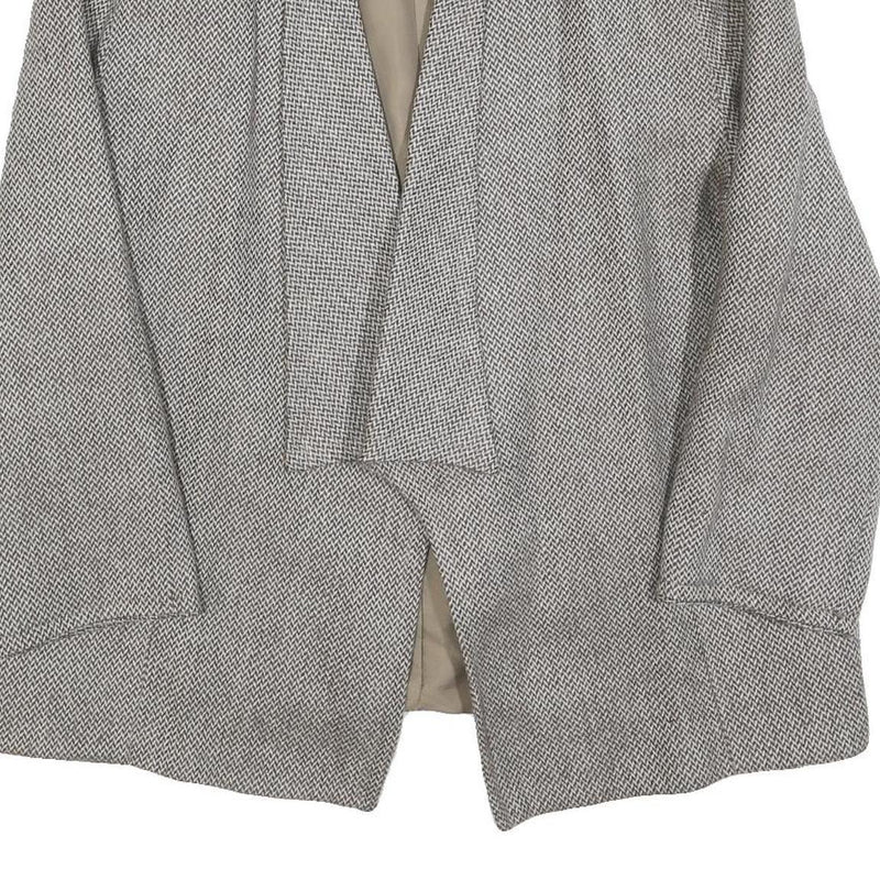 Womens Grey Wool Plain Jacket M Woven Relaxed Fit Collarless Pre-Loved