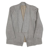 Womens Grey Wool Plain Jacket M Woven Relaxed Fit Collarless Pre-Loved