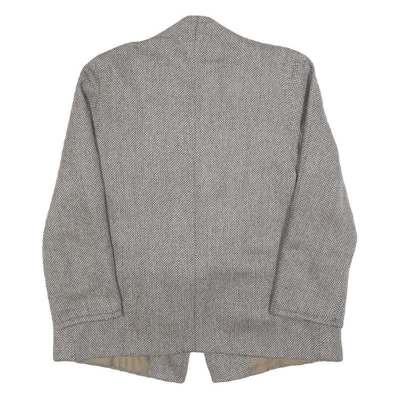 Womens Grey Wool Plain Jacket M Woven Relaxed Fit Collarless Pre-Loved