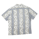 DAVID TAYLOR Mens Grey & Cream Floral Cotton Blend Shirt L Casual Summer