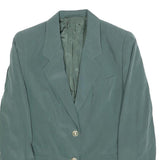 Womens Blue Polyester Blend Classic Jacket S Button Closure Plain Elegant