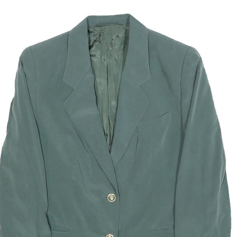 Womens Blue Polyester Blend Classic Jacket S Button Closure Plain Elegant