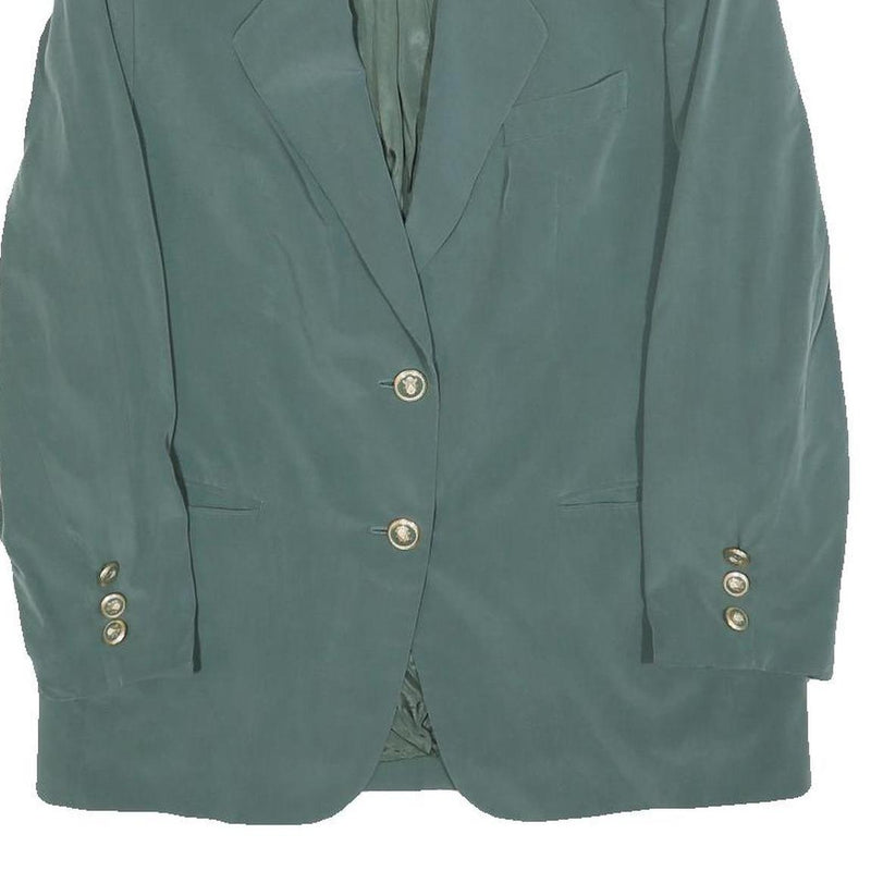 Womens Blue Polyester Blend Classic Jacket S Button Closure Plain Elegant