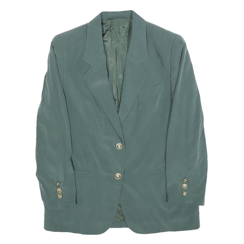 Womens Blue Polyester Blend Classic Jacket S Button Closure Plain Elegant