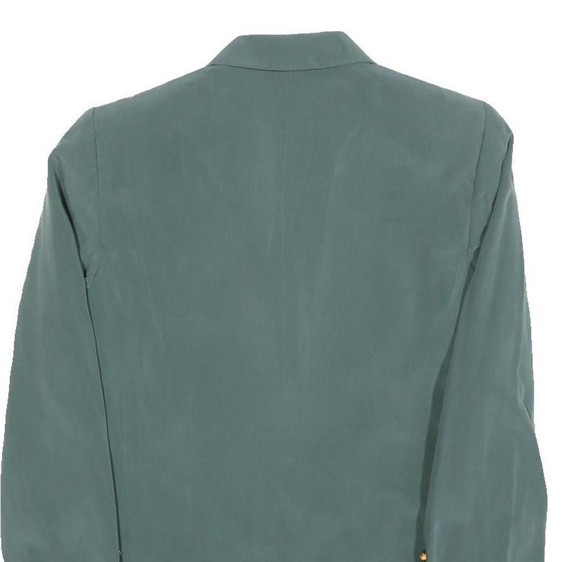 Womens Blue Polyester Blend Classic Jacket S Button Closure Plain Elegant