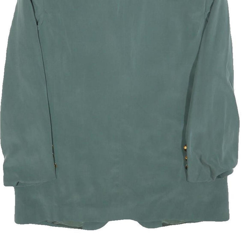 Womens Blue Polyester Blend Classic Jacket S Button Closure Plain Elegant