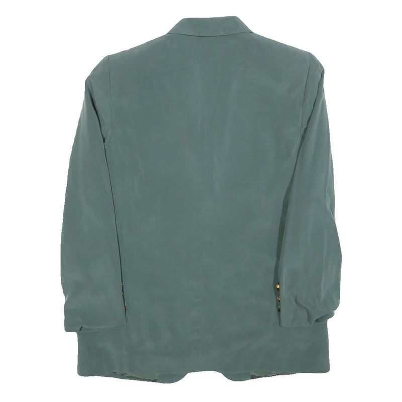 Womens Blue Polyester Blend Classic Jacket S Button Closure Plain Elegant