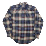 ENRO Mens Beige Blue Plaid Acrylic Shirt L Comfortable Classic Button-Down