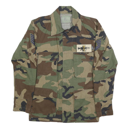 GIBRALTAR INDUSTRIES INC Mens Green & Brown Camouflage Military Jacket M Cotton