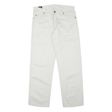LEE Mens Cotton Blend White Regular Fit Straight Leg Trousers W32 L29 Casual Zip
