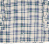 Mens Cream Blue Green Checked Cotton Shirt XL Casual Long Sleeve Button-Up