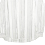 DI ROCCOBAROCCO Mens White & Grey Striped Cotton Shirt L Button Down Collar Long
