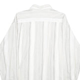 DI ROCCOBAROCCO Mens White & Grey Striped Cotton Shirt L Button Down Collar Long