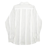 DI ROCCOBAROCCO Mens White & Grey Striped Cotton Shirt L Button Down Collar Long