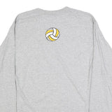 GILDAN Mens Grey Yellow Grizzly Volleyball Long Sleeve Crew Neck T-Shirt M